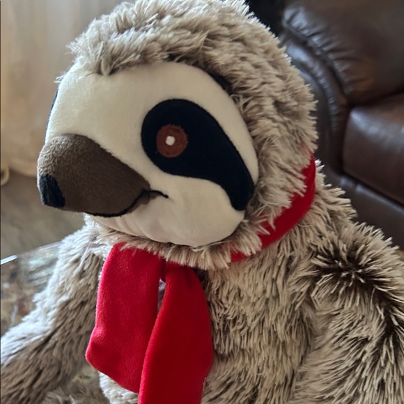 Kelly Toy ,Gray and White Sloth Plush Toy with Red Scarf - Picture 2 of 5